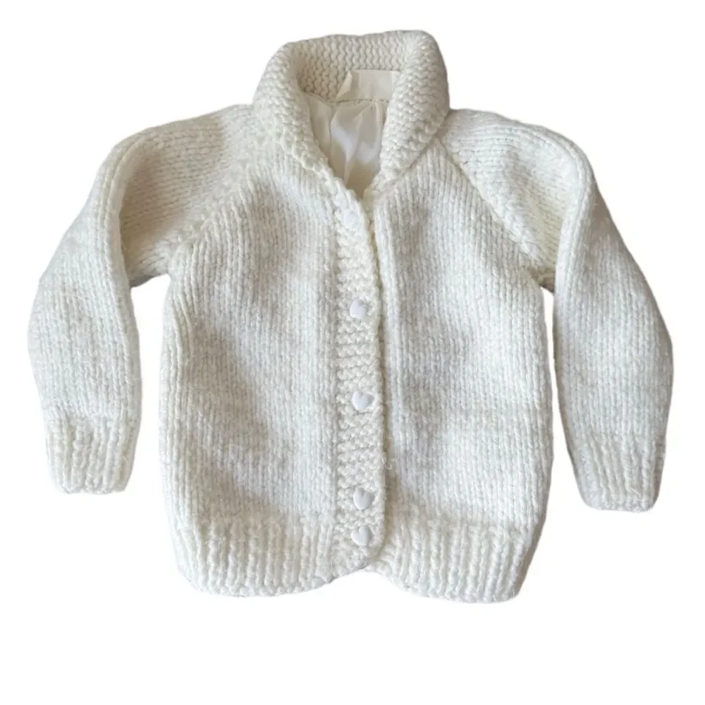 Vintage Sweater Hand Knitted by Grandma Cardigan Sweater Kitten